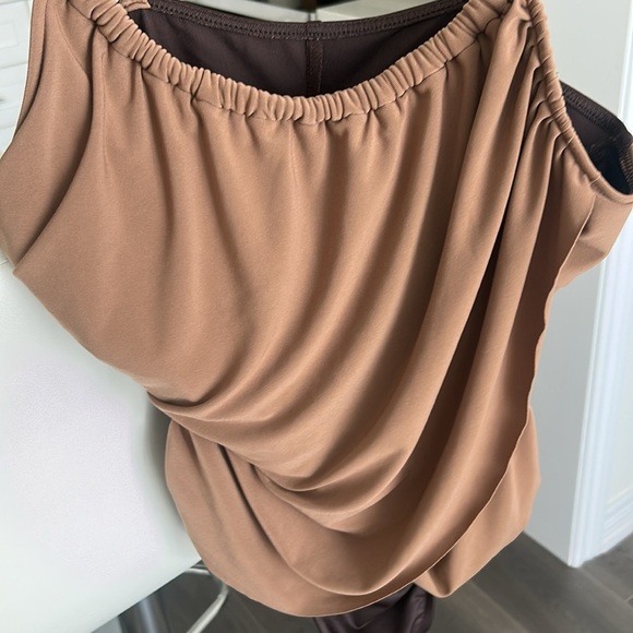 Magic Suit One Piece Tummy Control Swimsuit Tan Brown Ruching Overlay Size M - Picture 5 of 14